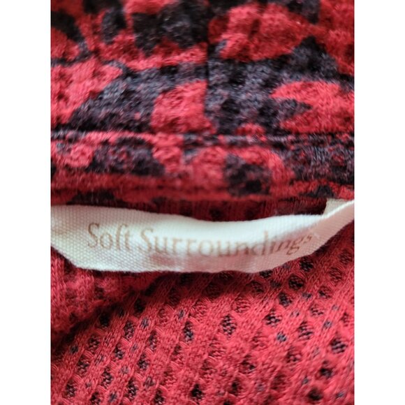 Soft Surroundings Knit Top XS Red Black Paisley Pattern Cowl Neck Long Sleeve - Picture 2 of 12